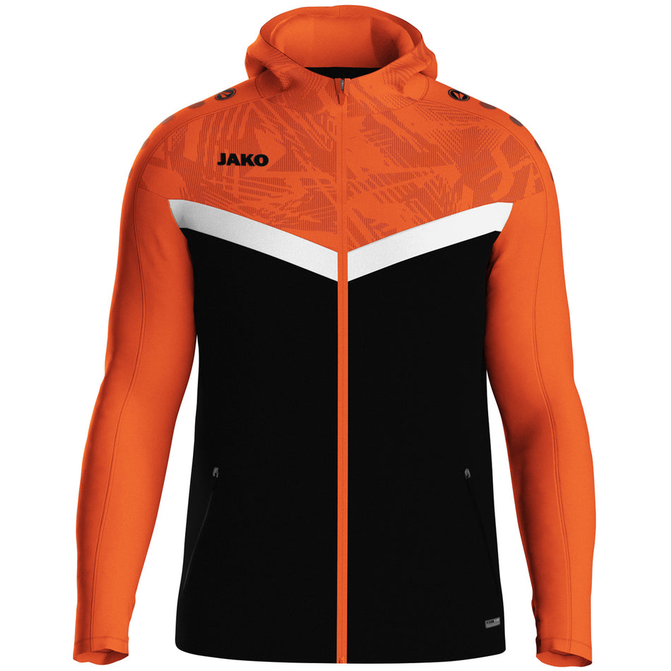 Jako - Jas Met Kap Iconic  - Zwart/Fluo Oranje