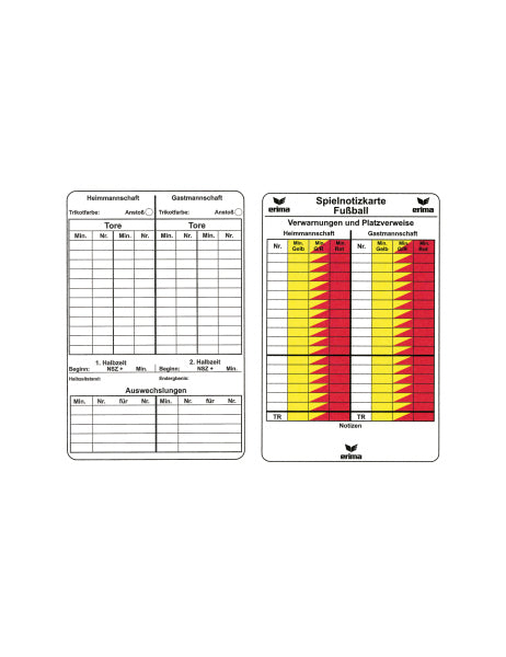 Erima - Voetbalnotitiekaarten - Wit