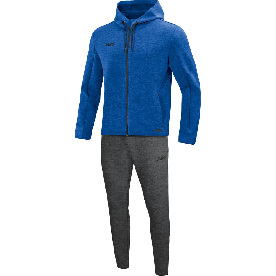 Jako - Joggingpak Met Kap Premium Basics - Royal Gemeleerd