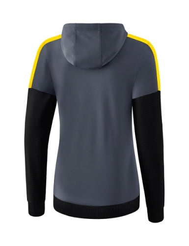 Erima Squad trainingsjack met capuchon Dames - slate grey/zwart/geel