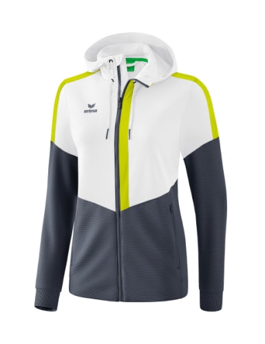 Erima Squad trainingsjack met capuchon Dames - wit/slate grey/lime