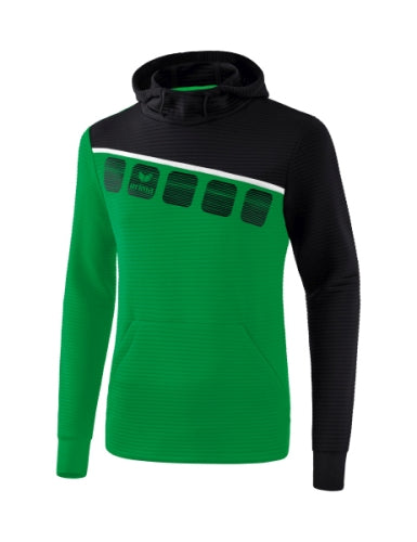 Erima 5-C sweatshirt met capuchon - smaragd/zwart/wit