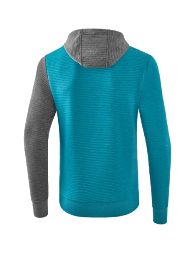 Erima 5-C sweatshirt met capuchon - oriental blue melange/grey melange/wit