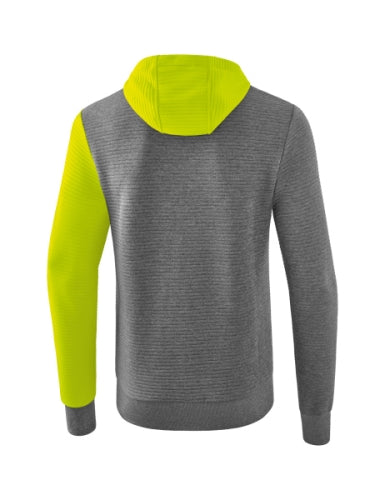 Erima 5-C sweatshirt met capuchon - grey melange/lime pop/zwart