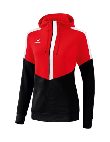 Erima Squad sweatshirt met capuchon Dames - rood/zwart/wit