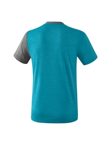 Erima 5-C T-shirt - oriental blue melange/grey melange/wit