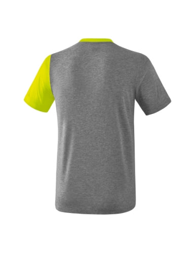 Erima 5-C T-shirt - grey melange/lime pop/zwart