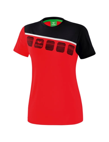 Erima 5-C T-shirt Dames - rood/zwart/wit