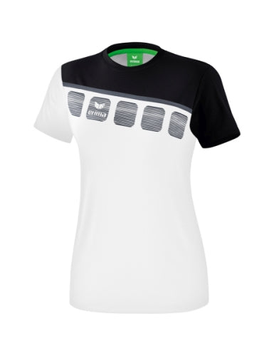 Erima 5-C T-shirt Dames - wit/zwart/donkergrijs