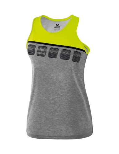 Erima 5-C tanktop - grey melange/lime pop/zwart