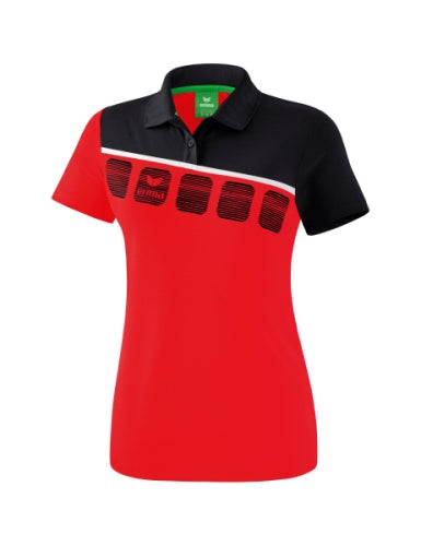 Erima 5-C polo Dames - rood/zwart/wit