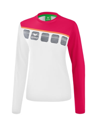 Erima 5-C longsleeve Dames - wit/love rose/peach