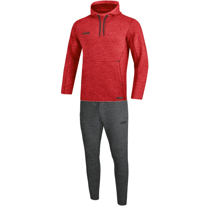 Joggingpak met sweaterkap Premium Basics - Rood gemeleerd
