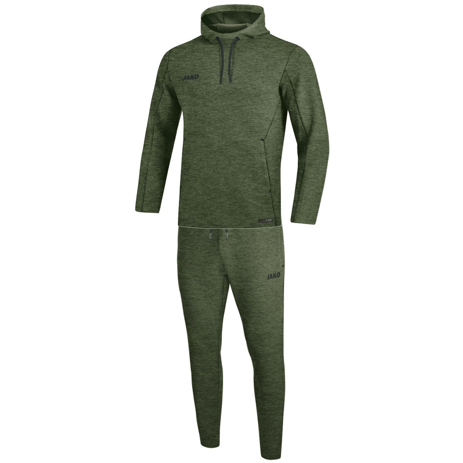 Joggingpak met sweaterkap Premium Basics - Kaki gemeleerd