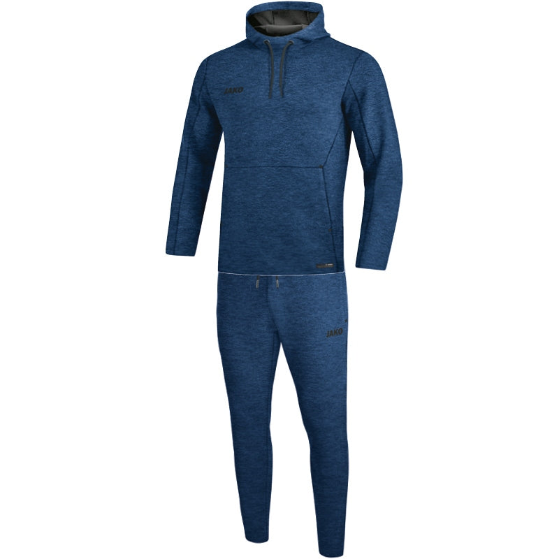 Joggingpak met sweaterkap Premium Basics - Marine gemeleerd
